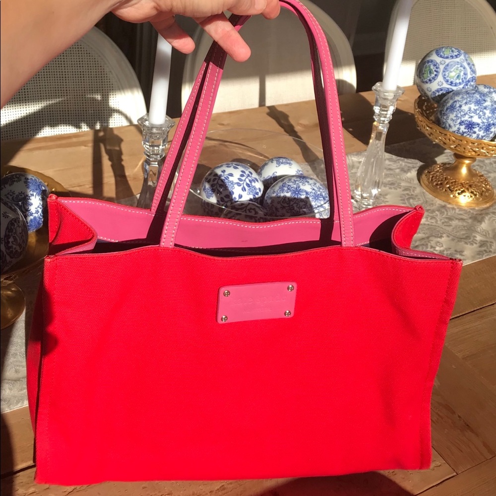 Kate Spade - Canvas Tote Bag (Red & Pink)